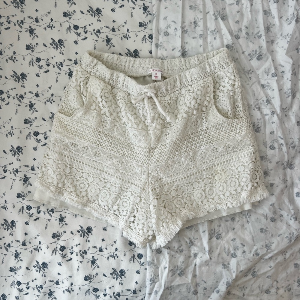 Summer floral, youth, girls, white shorts